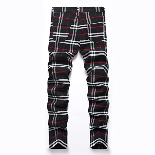 NOVOCCT Plaid Pants for Men - Skinny Mens Dress Pants - Stretch Slim Fit Business Casual Dress Chinos for Men2