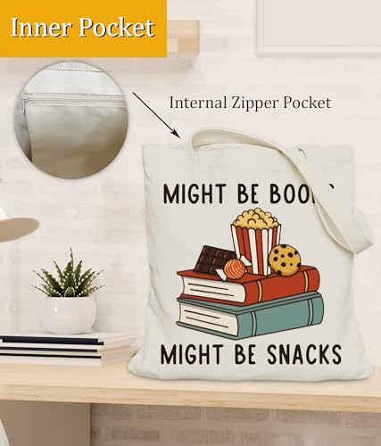 Image of Book Lovers Gifts Tote Bag for Bookish Readers, Aesthetic Book Tote Bag for Librarian, Medium Size with Inner Pocket
