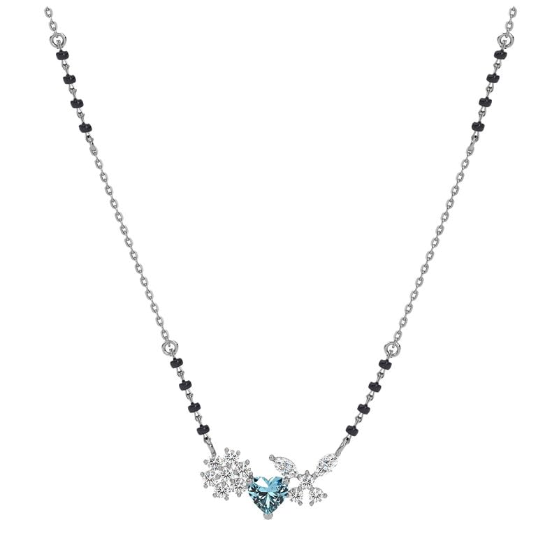 clara 925 Sterling Silver Wamika Heart Solitaire Mangalsutra Tanmaniya Pendant With Black Beads Chain | Platinum Plated, Swiss Zirconia |Gift for Women-picture-13
