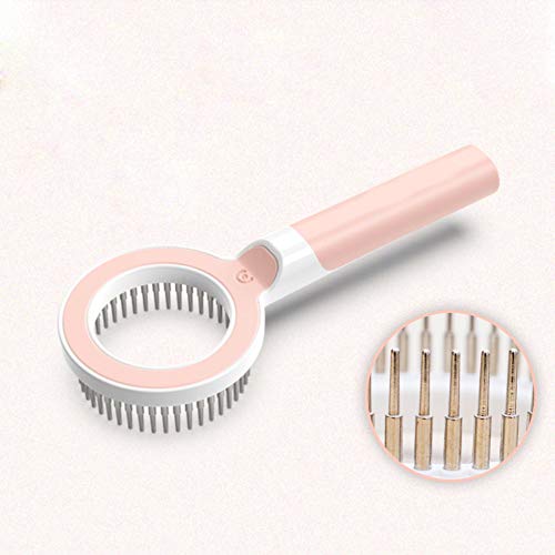 Gulunmun Cepillo para Perros Gatos Peine de Limpieza Masaje Mascotas con Pelo Corto Medio Largo, Quita Pelaje Caído hasta 99% Rosado