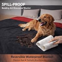 Bedding Aid wasserdichte Decke, Hundedecke Wasserdicht, Liebesdecke Wasserdicht, Katzendecke, Hundedecke Sofa, Rot und Schwarz, Tagesdecke (203x229cm) – Ansicht 3