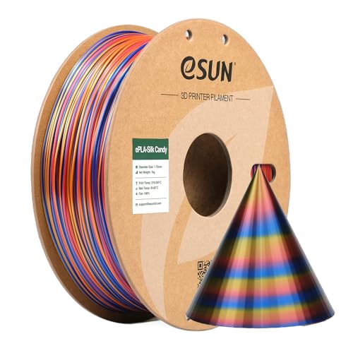 eSUN Silk Candy PLA Filament 1.75mm, Silky Multicolored 3D Drucker Filament PLA, Gradient Changing 1KG Spule (2.2 LBS) für 3D Drucker, Rot Gold Blau
