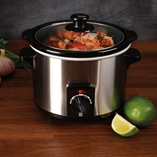 Lakeland Electric Slow Cooker Brushed Chrome, 1.5L Ideal for 12
