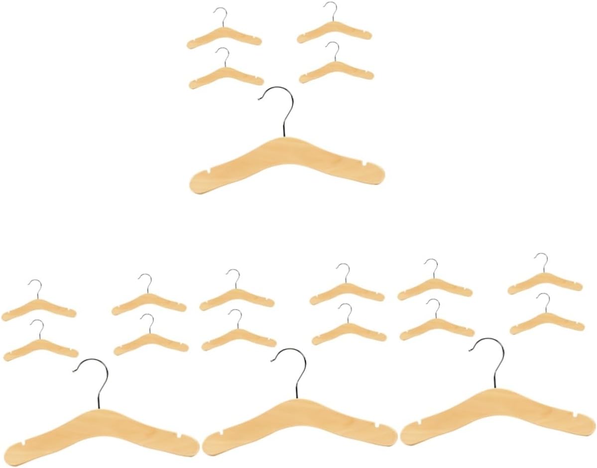 Ciieeo 4sets 5 Pcs Wooden Hangers for Clothes Skid Hangers Compact Design for Closet Smooth Finish for Easy Use for Clothes and Skirts 5pcs*4