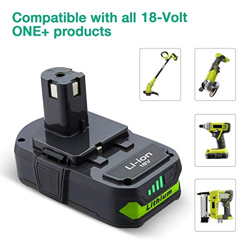 FirstPower 2Pack 3.0Ah 18V Li-ion Battery Compatible with The 18V ONE+ P102 P103 P107 P109 P104 P105 Battery + P117 Charger for 18V Lithium ion Battery Compatible with Cordless Tools