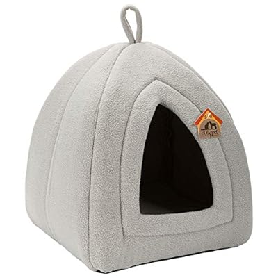Hollypet Self-Warming 2-in-1 Foldable Comfortable Triangle Pet Cat Bed Tent House