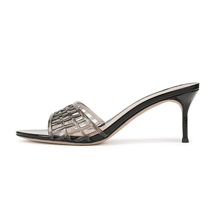 Jelly Heeled Sandals for Women Clear Kitten Pointed Toe High Heels Pumps Mule Vintage Fashion