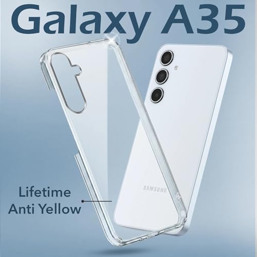 Image of DIZORO Compatible with Samsung Galaxy A35 5G Back Cover Case Clear,[ Anti Yellow ][Military Grade Protection] Hard PC Back Cover Transparent