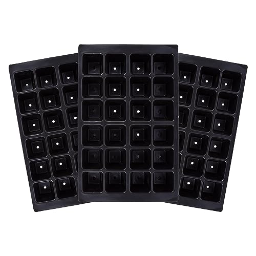 Green Blade 3x 24 Cell Black Seed Trays - Plastic Garden Greenhouse Plant Seedling Growing Planting Potting Germination Propagator Starter Kit