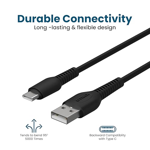 Image of UTRAX USB Type-C Cable 36W Fast Charging - Type-C to USB Cable | Fast Charge & Data Sync | Durable PVC Material | Black | Compatible with Samsung, Xiaomi, OnePlus, Realme & More