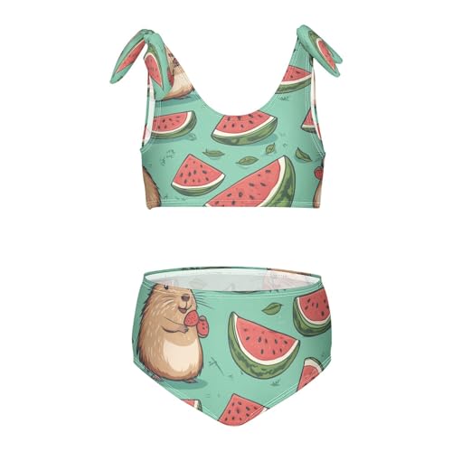 Boccsty Capybara Colorful Summer Watermelon Girls Tankini Swimsuit Kids Bikini Sets 2 Pcs Bathing Suit 3T