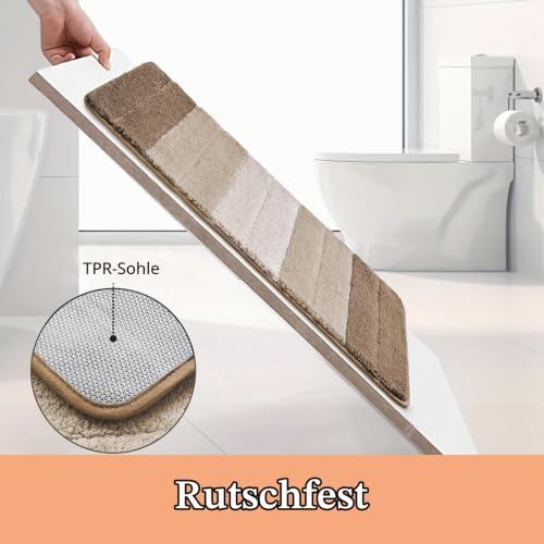wyewye Mikrofaser Badematte, Türmatte, Badteppich, Super saugfähiger Badezimmerteppich 60x90 cm, Champagner – Ansicht 5