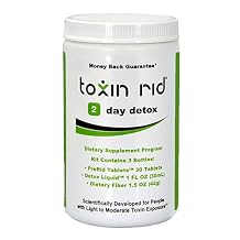 Toxin Rid 2 Day Detox Kit | Permanent Complete Natural Whole Body Cleanse for Women & Men | 30 Pre-Rid Tablets with Liquid Formula & Dietary Fiber | Made in USA