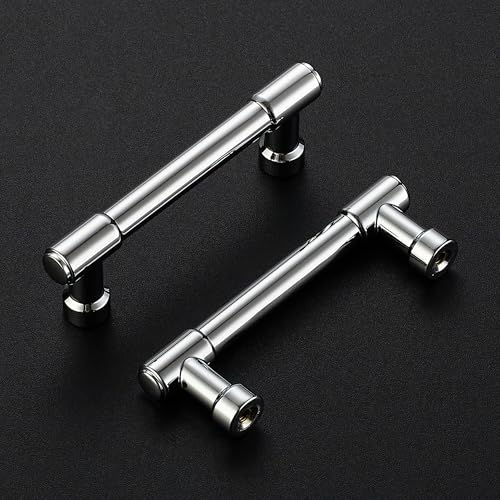Image of Ravinte 5 Pack 3 Inch Hole Center Solid Kitchen Cabinet Handles Polished Chrome Dresser Pulls Cabinet Drawer Pulls for Kitchen Cupboard Hardware