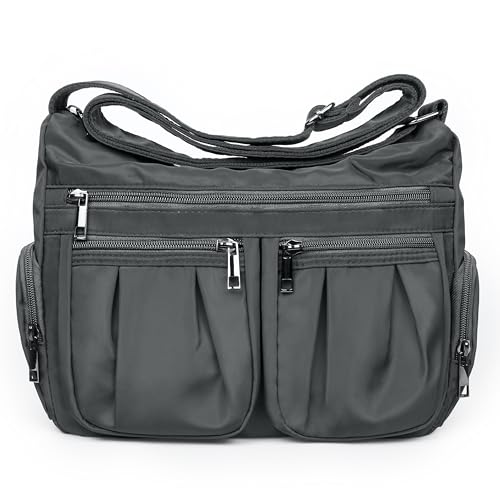 Sac à main multi-poches femme gris fini le désordre avec ce sac à bandoulière léger Medium