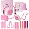 Pilates Kit, Home Pilates Workout Kit for Women, Pilates Equipment with Pilates Ring and Ball, Yoga Block & 5 Resistance Bands, Ankle Weights, Sliders & Grip Socks, Workout Guide Included