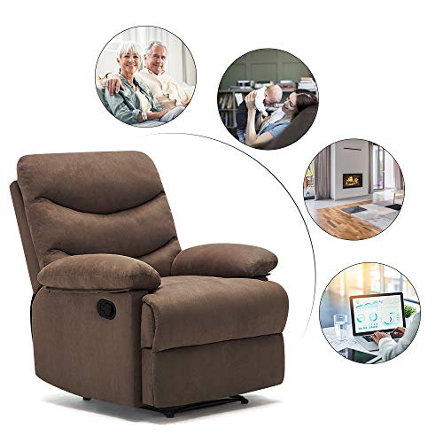 HEYNEMO Recliner Chair, Modern Recliner Chair for Living Room, Manual Adjustable Recliner Chair Recliner Sofa for Living Room Bedroom Office, High Back Comfortable Single Chair Recliner Chair Coffee - Thumbnail 6