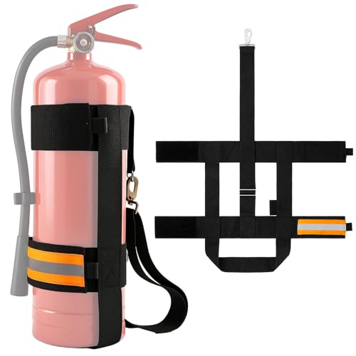 Image of Shyyween 2 Pcs Adjustable Fire Extinguisher Carrying Strap with Reflective Firefighter Gear Water Can Extinguisher Strap High-strength Nylon Webbing with Metal Buckle for Fire Safety (Orange)