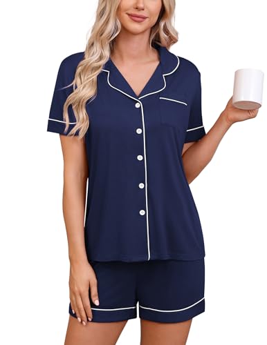 Image of HNG Pajama Sets for Women 2 Piece PJ Sets Short Sleeve Lounge Set Fashion Sleepwear XS-3XL