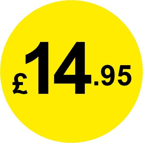 Permanent Adhesive - Black & Yellow 30mm Price Stickers/Labels from £5.45 to £17, 5000, £14.95 — image 1