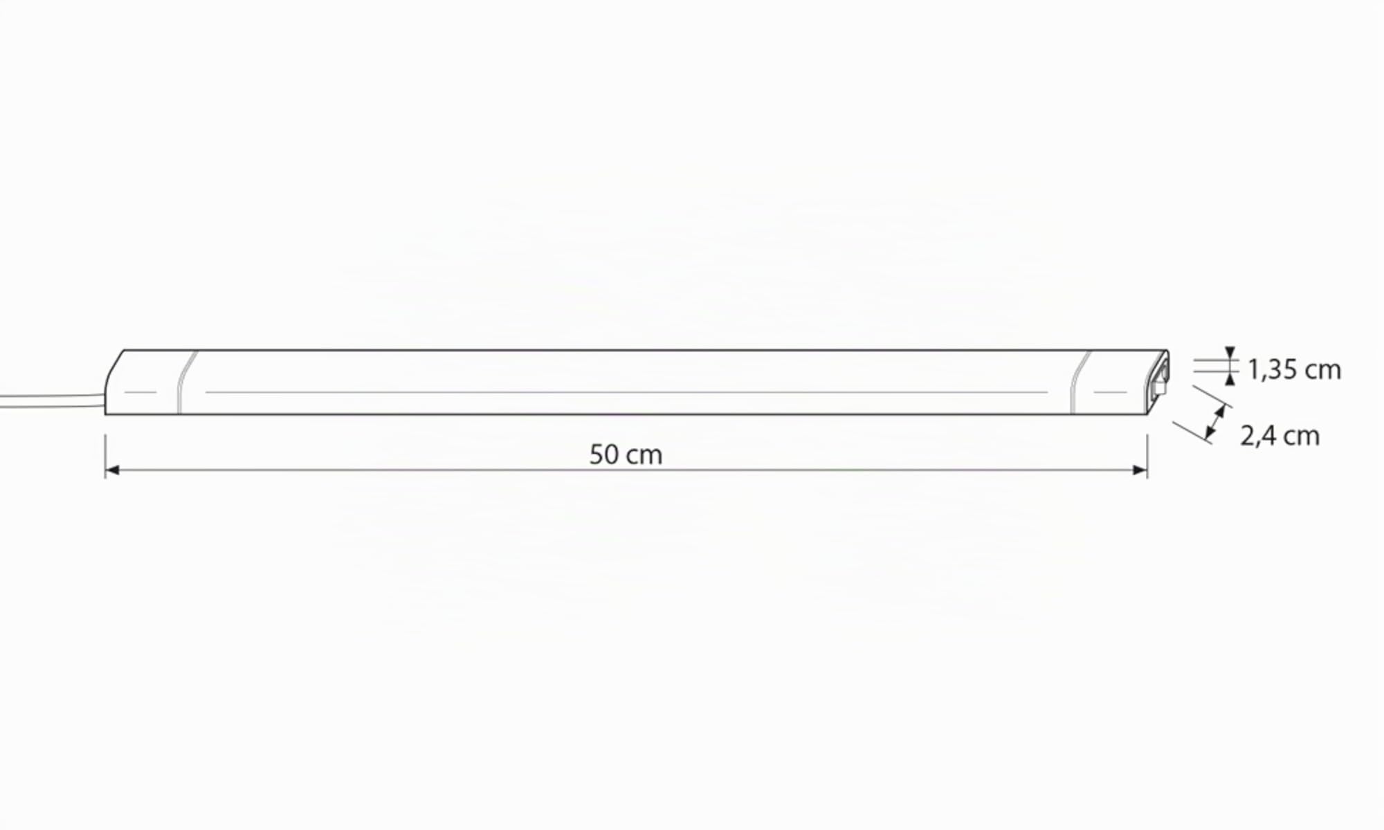SEBSON® LED bajo mueble 50cm, Tiras de luz con enchufe y interruptor, blanco neutro 4000K, 8W Equivale a 45W, 700 Lumen, 230V, IP20, 24x13x500mm