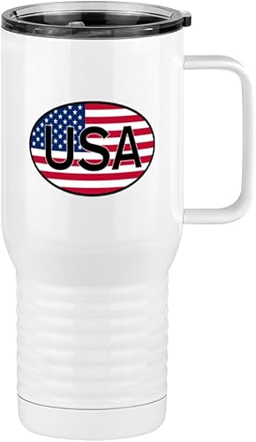 Bandera de país de regalo para papá, diferentes banderas ovaladas europeas en cada lado, taza de café de viaje con asa y tapa deslizante, color