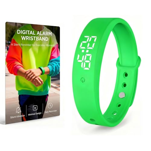 Image of Vibrating Alarm Wristband Silent Wrist Alarm Clock Watch Wind up Bands for Deaf People No Batteries Vibro Band Bracelet for Heavy Sleepers Dawn Wake up Sleeper that Won't Wake Partner (Green)