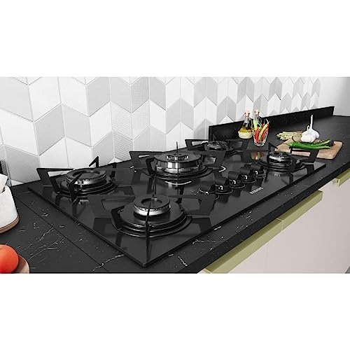 Cooktop 5 Bocas a Gás Itatiaia Electra Glass Tripla Chama Acendimento Superautomático Preto Bivolt