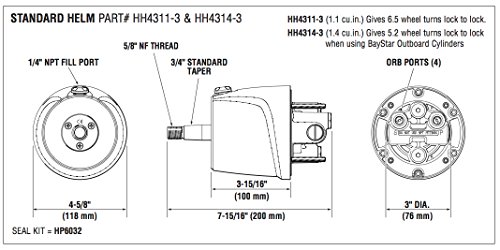 Dometic Baystar 1.4 Helm, Hh4314-3, Front Mount #TOP4