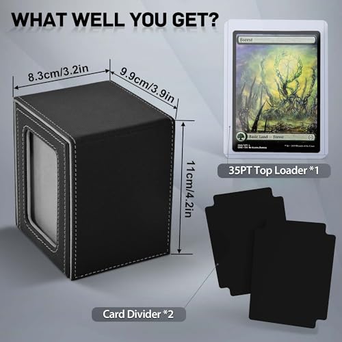 Image of ZLCA MTG Deck Box with Commander Window Display, Commander Deck Box Holds 100 Double-Sleeved Cards Suitable for Magic the Gathering /TCG /CCG /PTCG /EDH /Sport Cards (Black)