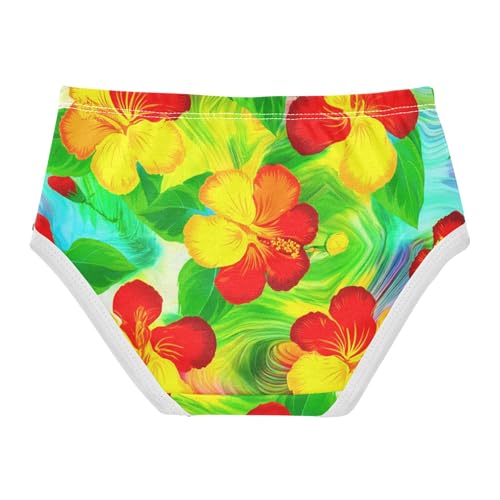 Tropical Hibiscus Flowers Yellow Petals Toddler Underwear Floral 2t Cotton Little Girl Panties Fun Undies Kids Briefs2
