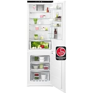 AEG 7000 Series Integrated Fridge Freezer, Model NSC7G181DS, TwinTech Technology, Keeps Food Juicier For Longer, No Frost,194/62 Litres Cooling & Freezer Capacity, 177.2cm, White, [Energy Class D]