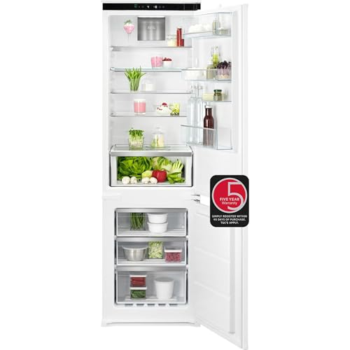 AEG 7000 Series Integrated Fridge Freezer, Model NSC7G181DS, TwinTech Technology, Keeps Food Juicier For Longer, No Frost,194/62 Litres Cooling & Freezer Capacity, 177.2cm, White, [Energy Class D]
