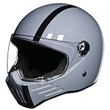Retro Motorradhelm Integralhelm Roller Modulare Helme ECEDOT Zertifiziert Vollvisierhelm Mit Sonnenblende Schutzbrille Integralhelme Für Damen Herren Scooter Motorrad Helm I,L:59-60CM