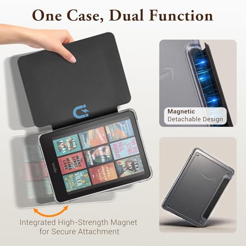 Image of CoBak Detachable Magnetic Case for 6 inch Kindle 11th Gen (2024 and 2022 Release) - Ultra Slim Transparent Clear TPU Back Shell Protective Cover with Auto Wake /Sleep for Kindle 11th Generation