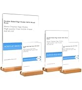 ECKEK Acrylic Sign Holder A4/A5/A6 Menu Displays Double Sided, Wood Base Table Top Sign Stand (Ve...