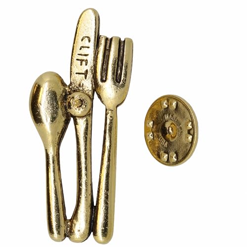 Jim Clift Design Fork Knife and Spoon Gold Lapel Pin - 50 Count - Thumbnail 5