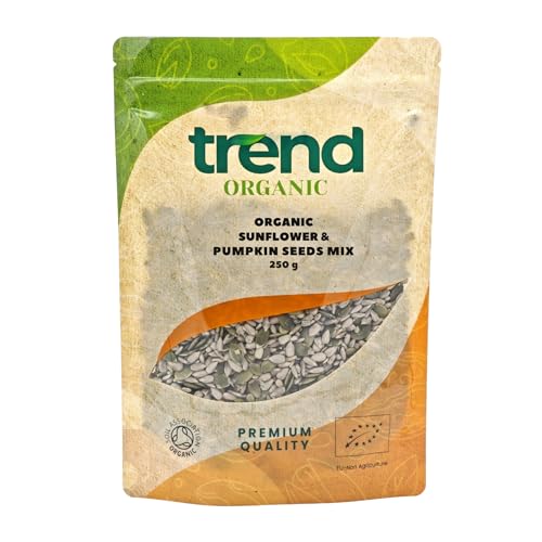 Trend Organic Sunflower & Pumpkin Seeds Mix 250g – Certified Organic, High Fibre Plant Protein, Non-GMO, Vegan, No Additives, No Preservatives, Resealable Pack–Perfect for Snacking, Salads, Granola