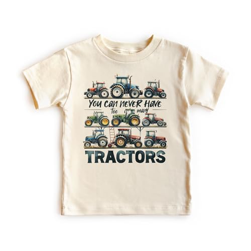 Farm Tractor Varieties Toddler Shirt - Tractor Lover Farming Kid's Outfit - You Can Never Have Too Many Tractors - Boho Natural Toddler & Youth Tee