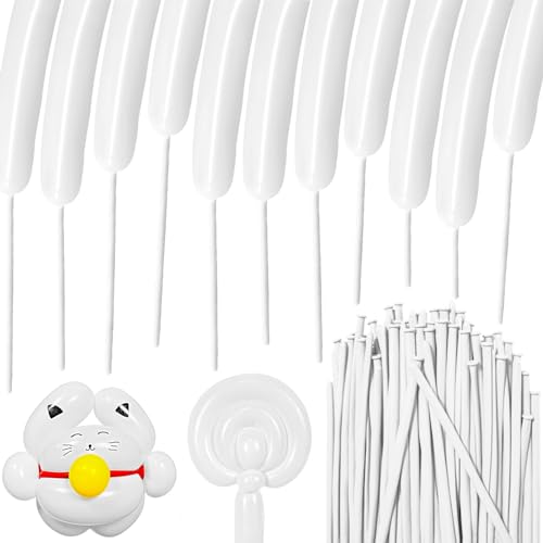 HYKJNBW 100Pcs White 260 Balloons, Skinny Long Balloon for Tying Balloon Arch Twisting Ballon Animal Balloons Birthday Party Wedding Festival Decorations.
