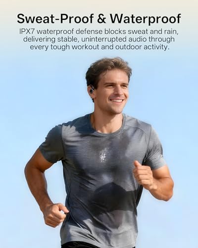 Image of Open Ear Earbuds, Over Ear Headphones with Ear Hooks, True Wireless Bluetooth 6.0 Earphones, Stereo Sound, Ultra-Comfort, 50H Playback, IPX7 Waterproof Ear Buds with Mics for Running Sports