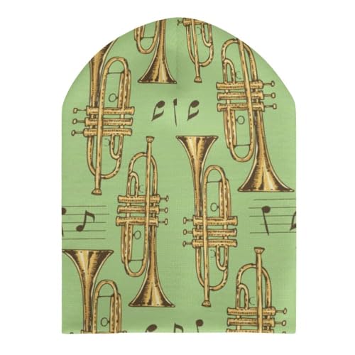 Golden Trombones of Music Notes Pattern Kids Beanie Hat for for Girls Boys Children Cap Winter Knitted Chemo Cancer Headwear Accessories Gifts Decoration3