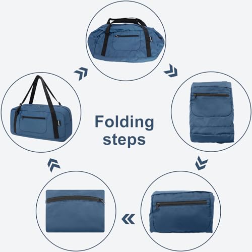 Image of HOLYLUCK Foldable Travel Duffel Bag For Women & Men Luggage Great for Gym - Airforce blue