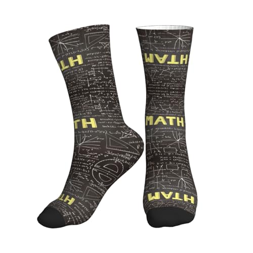School Math Printing Mid-Tube Athletic Sock,Breathable, Non-Pilling, Perfect For Sports & Casual Wear,Hiking & More