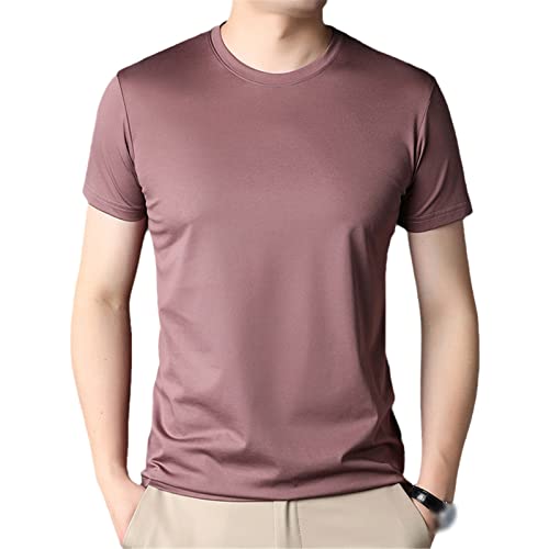 T-shirt rouge col rond homme XXL en coton uni confortable et décontracté