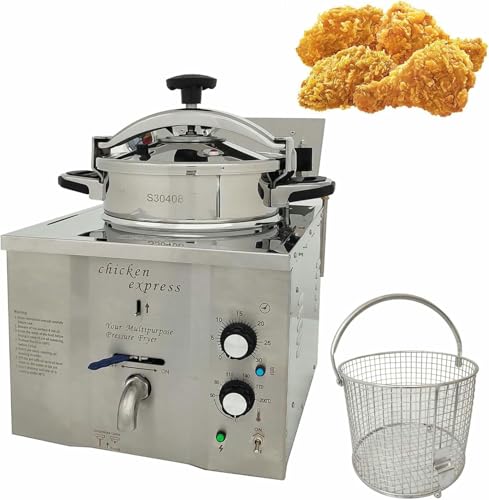 OWOHYG Freidora Comercial de 3,2 kW, 16 l, Horno de Alta presión para Pollo Frito, Carne, Pescado y Papas Fritas.