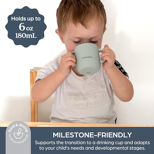 Image of Dreambaby Silicone 3-in-1 Sippy Cup with Straw, Open Training Cup, and Snack Cup - Spill Proof Baby Snack Food Container, Seafoam, L5032A