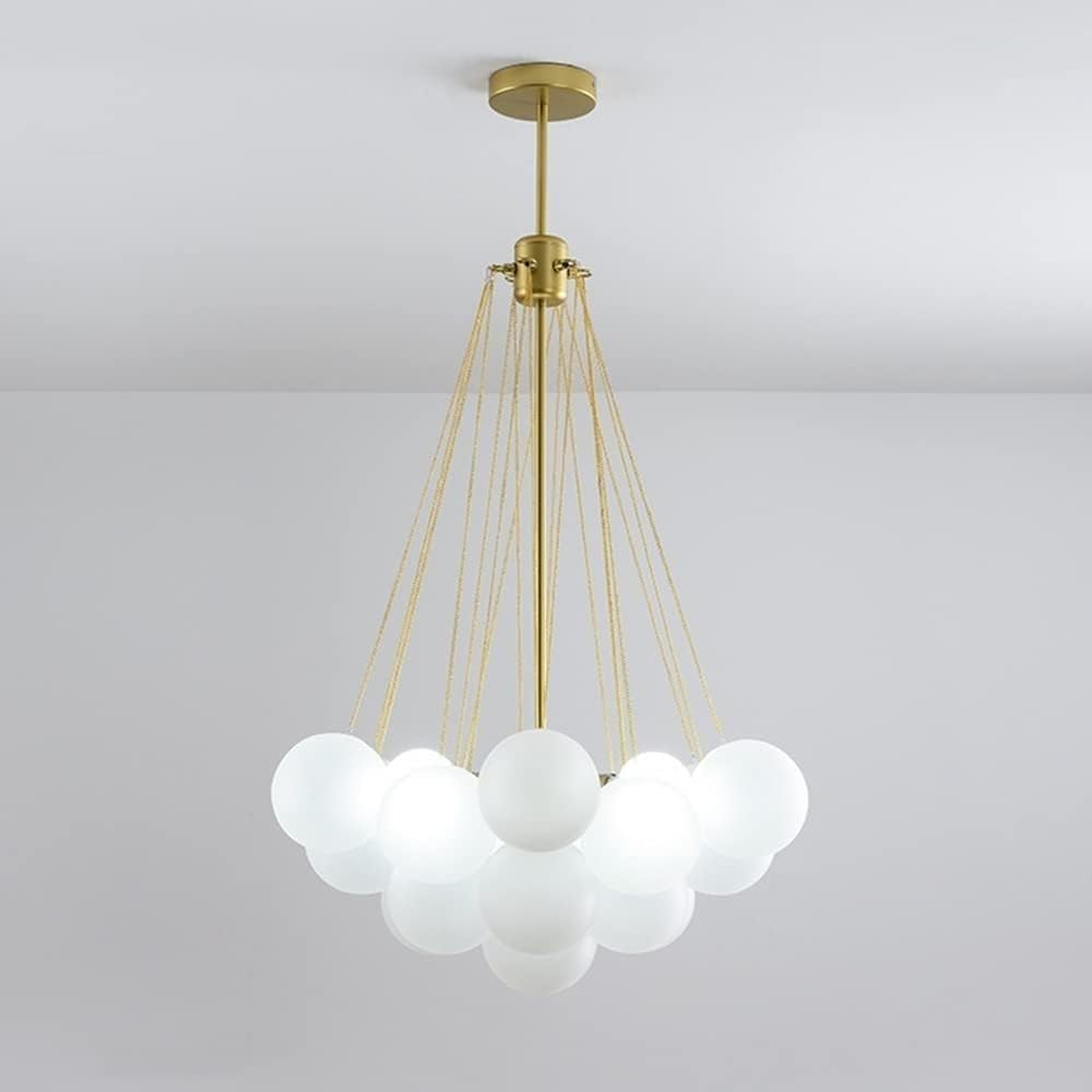 Nowoczesny żyrandol w kształcie kuli bąbelkowej, szklany klosz DIY lampa wisząca, dekoracyjne lampy sufitowe LED do przedpokoju sypialnia salon lampa wisząca, złoto, 19 szklanych kulek