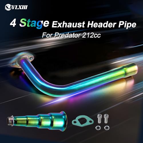 Image of Colorful 4 Stage Exhaust Header Pipe,For Predator 212cc 196cc Go Kart& Mini Bike, For Coleman Powersports CT200U,CT200U-EX,BT200X, For Honda GX160,GX200