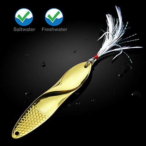 Fishing Lures Trout Spoons Saltwater Treble Hooks Bass Metal Fishing Lure Gold 1.7-Ounce 50Gm Propeller Shape #TOP1